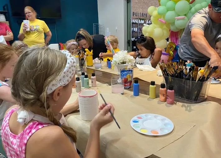 kids birthday party hosted in the event room at downtown crafting in mineral wells texas
